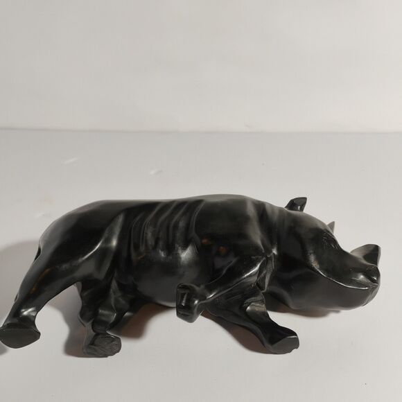 Hand Carved Solid Wood Rhino Sculpture Wildlife Small Figure animal 9” - Picture 12 of 16